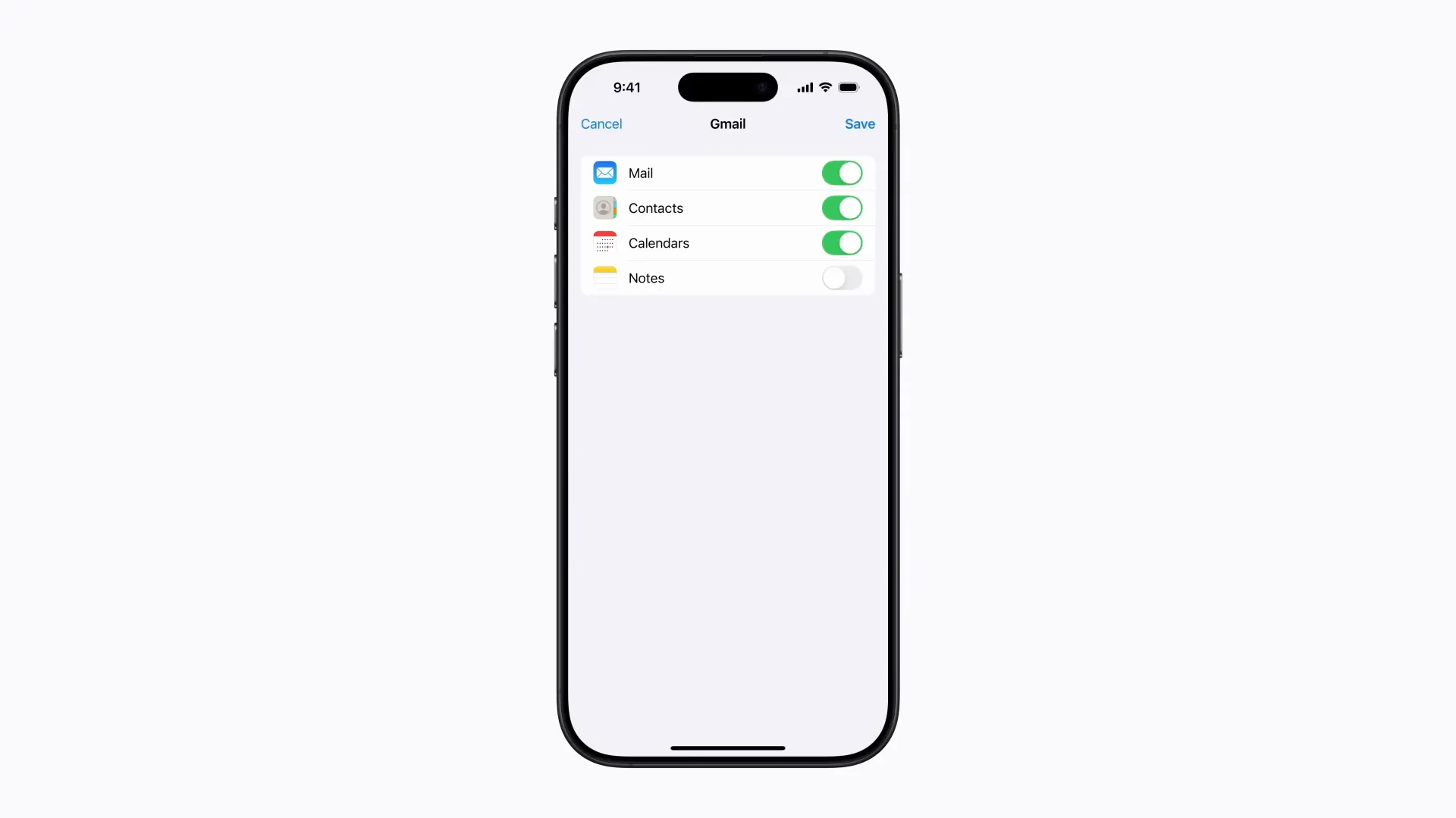 صفحه انتخاب سرویسهای همگامسازی Gmail