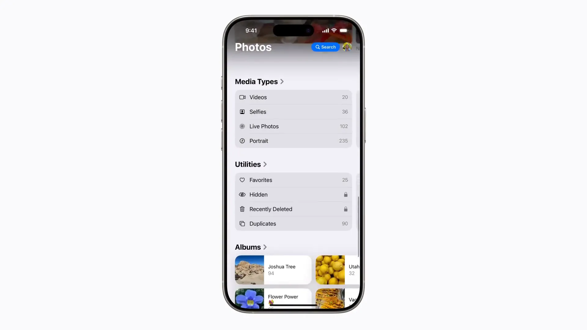 دکمه Duplicates در بخش Utilities برنامه Photos