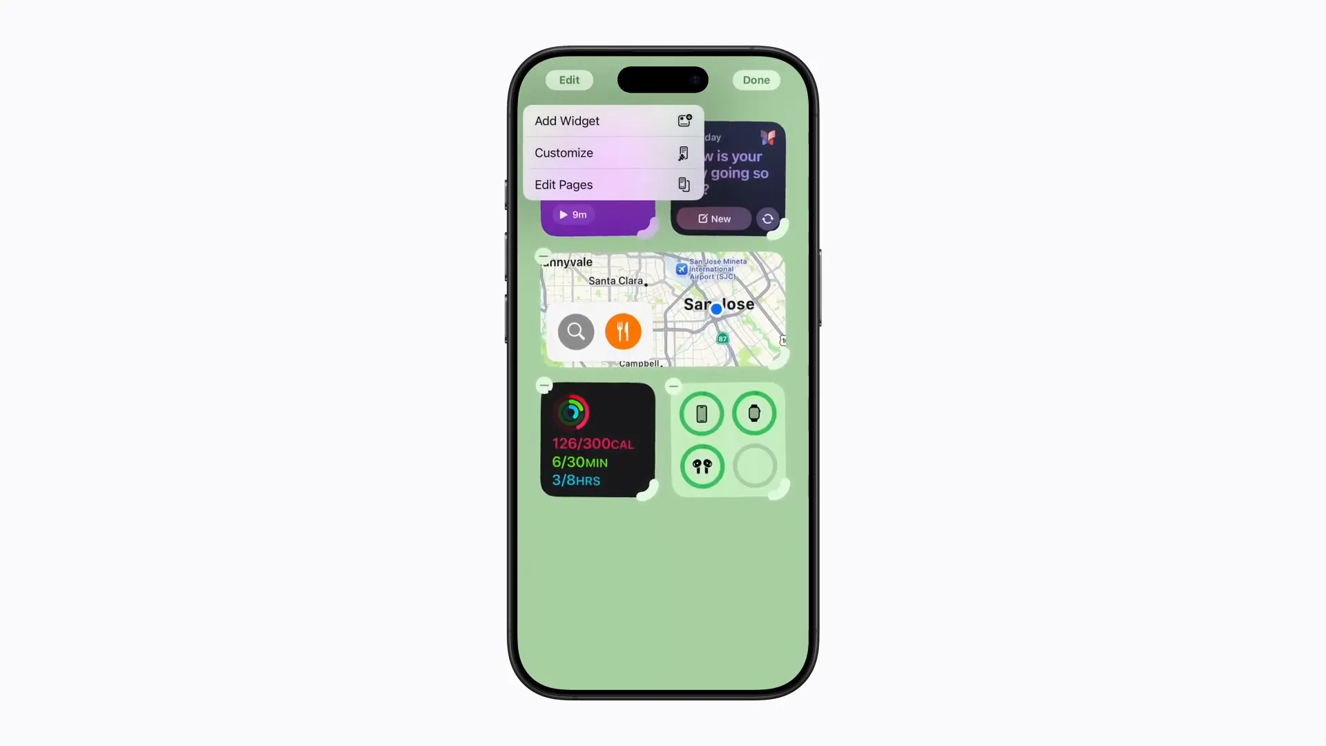 افزودن ویجت به نمای امروز آیفون