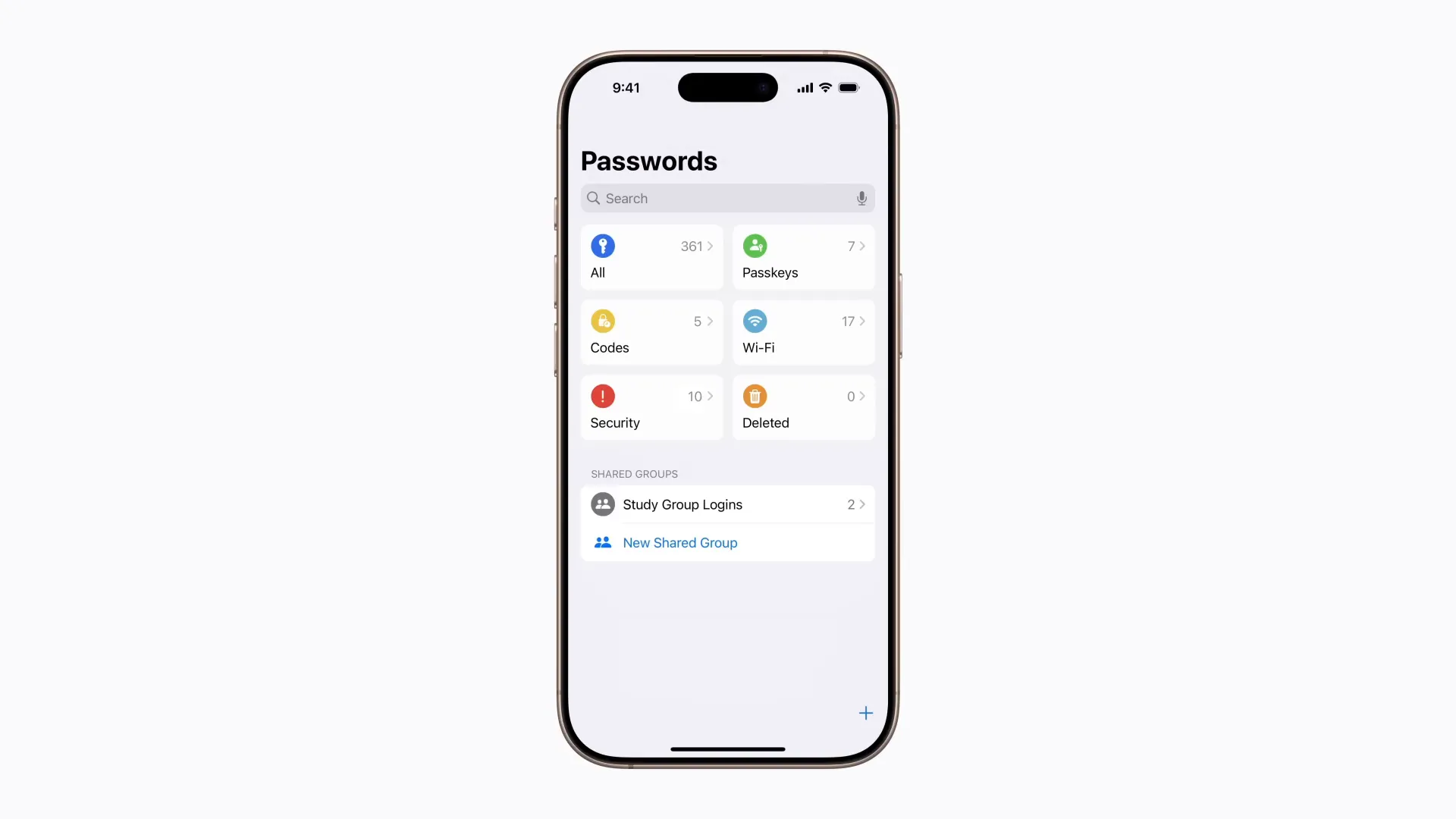 باز کردن برنامه Passwords و صفحه ورود